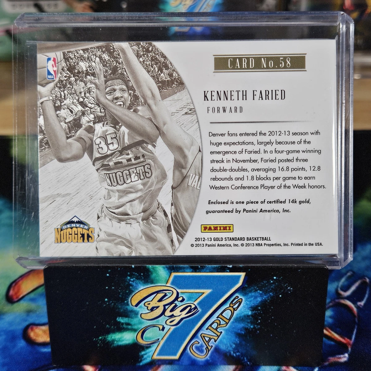 2012-13 Panini Gold Standard Gold Rush Kenneth Faried Authentic 14k Gold /25 WOW