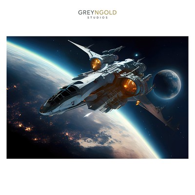 Futuristic Space Rocket Poster Wall Art Print pick size A4/A3/A2/90x60cm