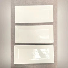 SIMPLE DINING 3-pcs White Glazed Porcelain  Rectangular Serving Platters#0915252