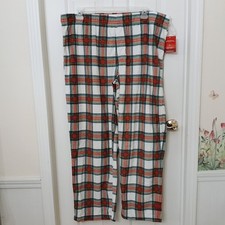 Mens Fleece Pajama Pants White Plaid Christmas XXL NEW