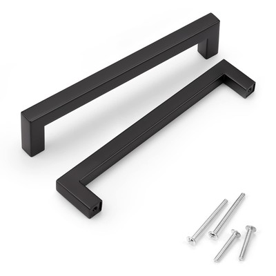 15 Pack 6-3/10'' Matte Black Stainless Steel Cabinet Handles Modern Drawer Pul...