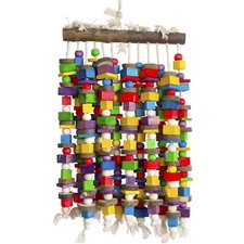 Extra Large Bird Parrot Chewing Toy-Multicolored Natural Wooden Blocks Bird T...