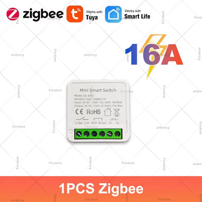 Tuya Zigbee 3.0 Light Switch Module 16A Mini DIY Breaker Supports 2 Way Control 