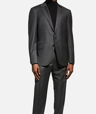 Canali Men's Gray Wool Solid Notched Lapel Two-Button Suit Jacket Size 56R