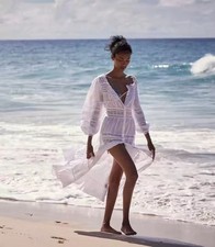 Doen Ramie Lace Splicing Long Sleeve Dress