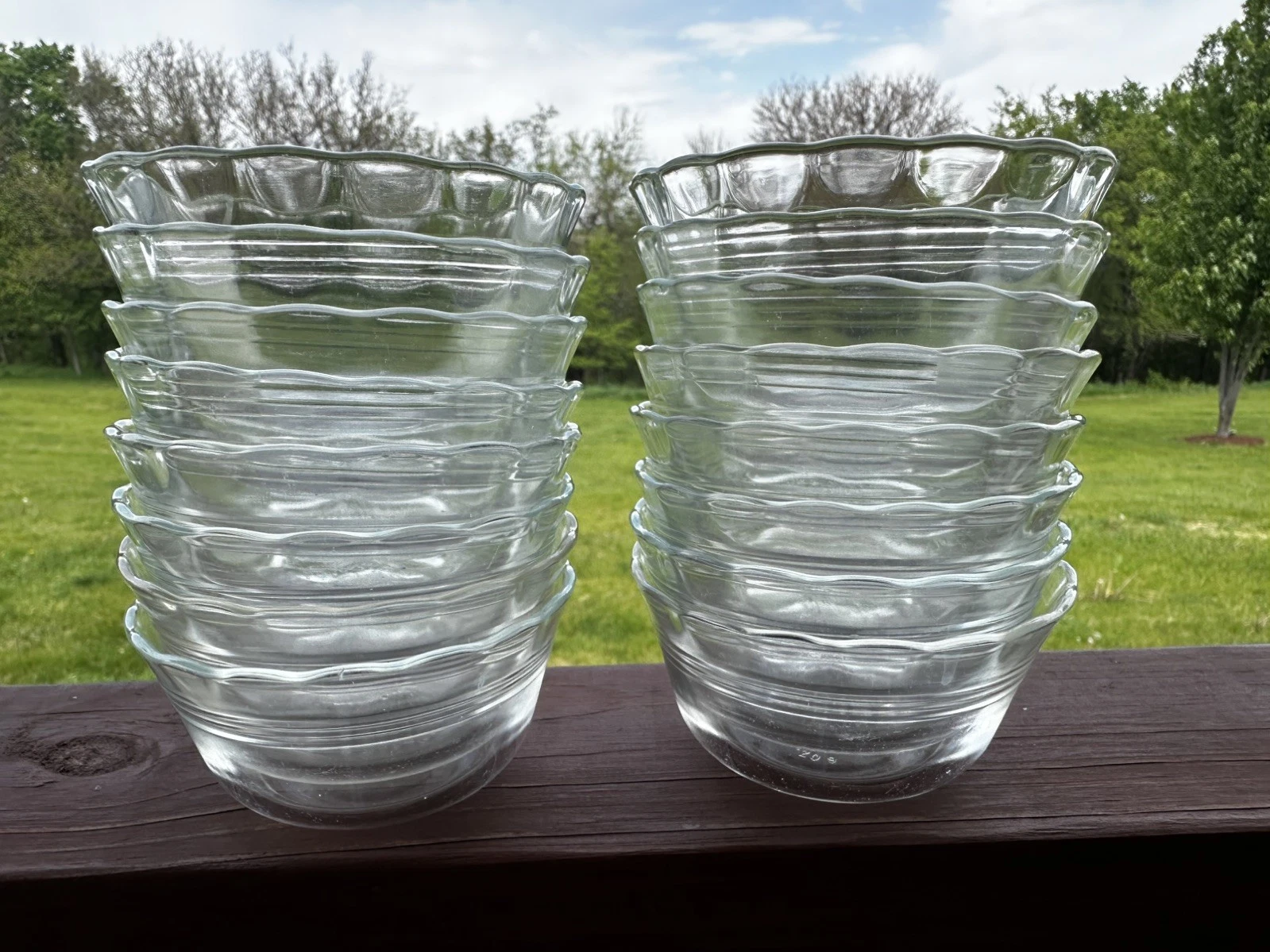 VTG Pyrex 463 Clear Glass Ramekins Set of 8 Scallop Edge Custard Cups 6oz 175mL