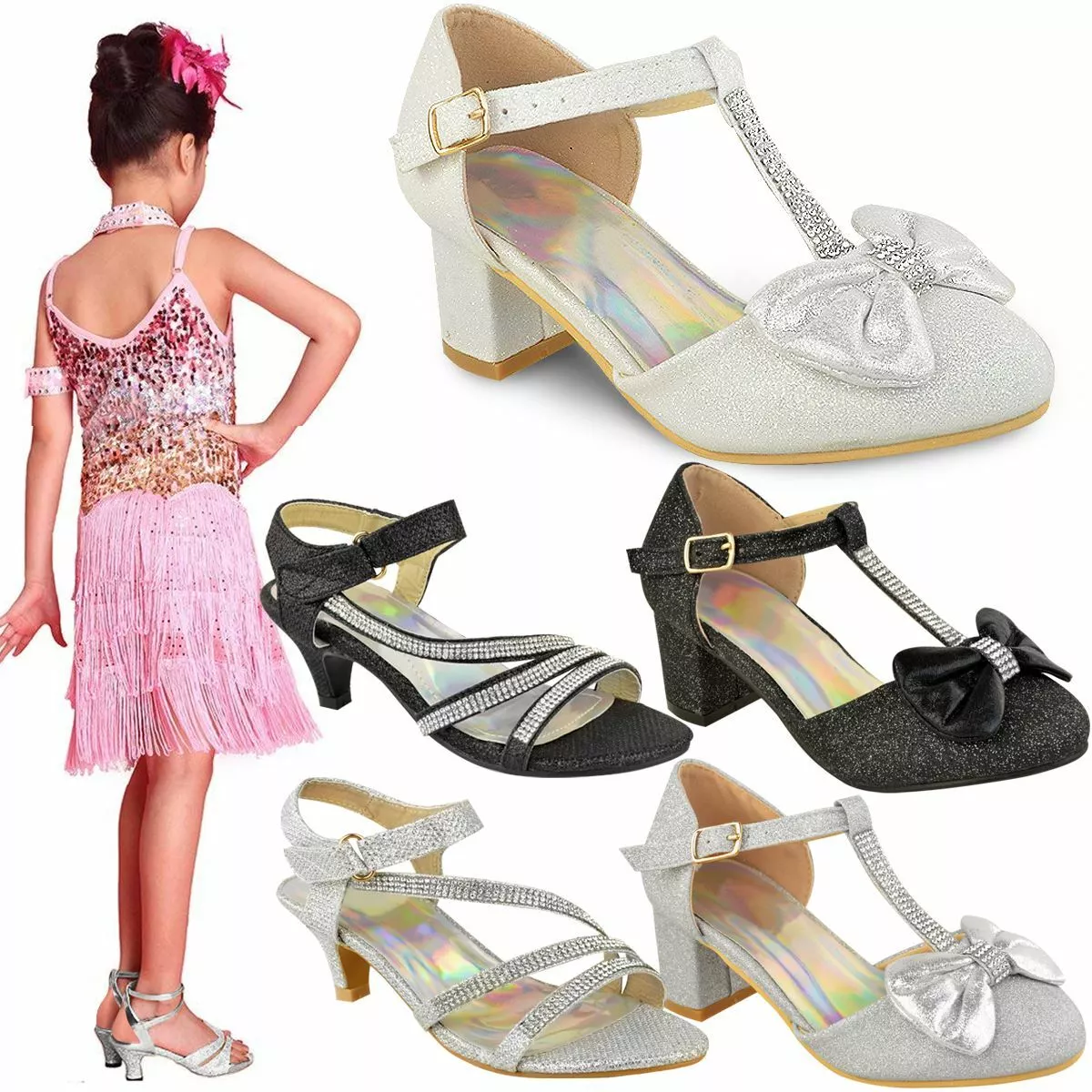 Girls diamante sandals sale
