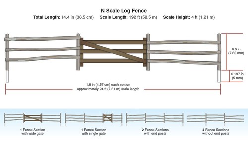 Woodland Scenics N 2991 Log Fence Farm Rural Land Scenery Detail Set - Picture 3 of 6