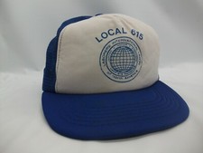 Local 615 Laborers Union Hat Vintage Blue White Snapback Trucker Cap