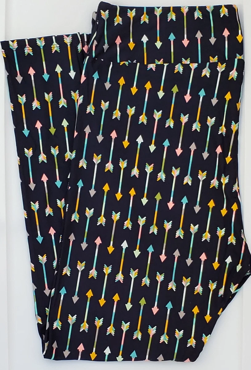 TC LuLaRoe Tall & Curvy Leggings Cute Arrows on Dark Navy Blue NWT P50