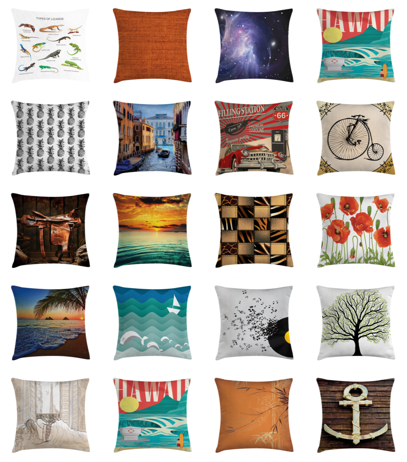 Couch and Bed Square Design Throw Pillow Case in 9 Sizes