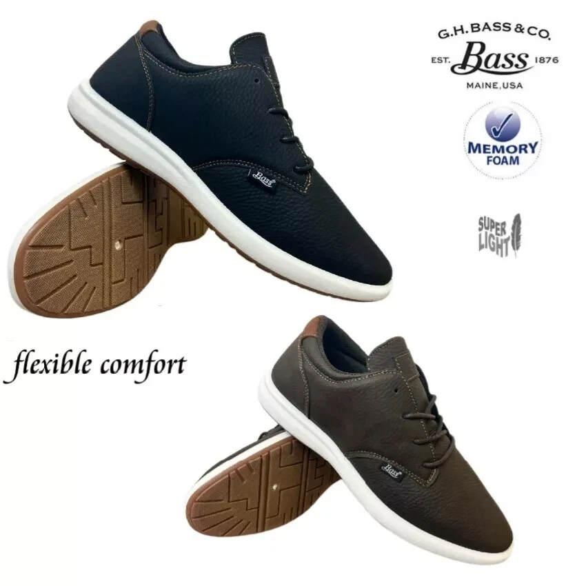 MENS BASS MEMORY FOAM LACE UP DRIVING SMART CASUAL SHOES FASHION TRAINERS SIZES