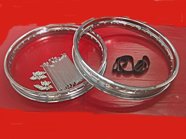 HONDA SL350 K0 K1 F19" & R18" STEEL WHEEL RIM CHROME SPOKE+BAND SET 72Pc#BI1795# Foto 2 de 4