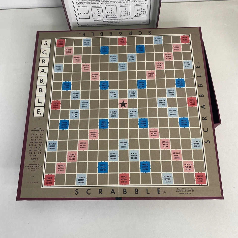 Scrabble Crossword Game Vintage 1976 Selchow & Righter No.17 100% Complete - Image 4 of 4