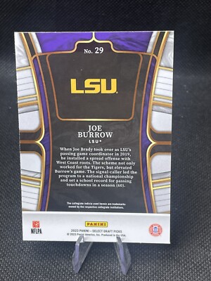 2023 Panini Select Draft Picks 29 Joe Burrow LSU Football Card