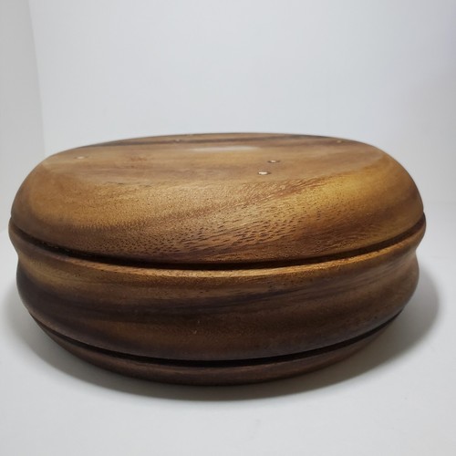 Wood Bowl Hand Turned Tooled Salad Consol Fruit Rustic Farmhouse Decor 7.5"D - Picture 4 of 9