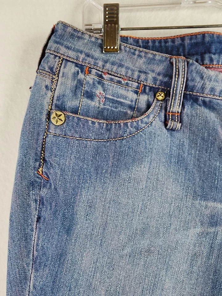 Pantalones de mezclilla BCB azul algodón desgastado para mujer 31 Foto 2 de 4