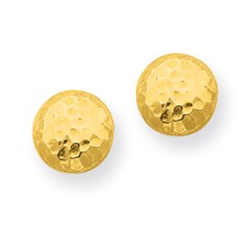 14K Yellow Gold Hammered Puffed Round Stud Earrings Madi K Children's Jewelry