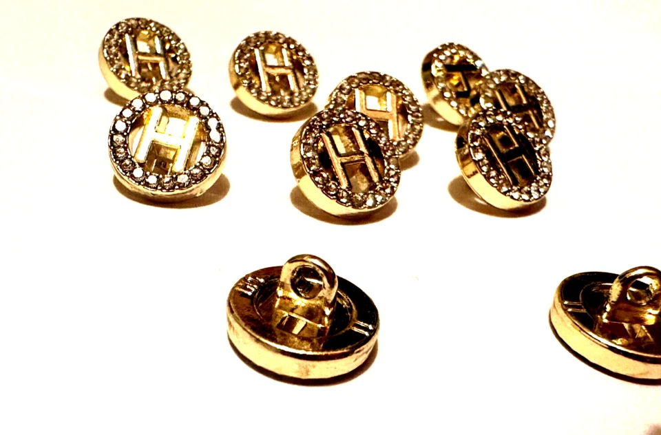 10 Gold Hermes Buttons Crystal Gold CHIC 11 -12 mm MINT! No tarnish Hermes Paris - Image 3 of 4
