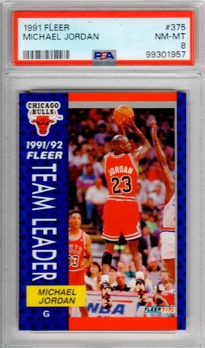 1991 Fleer MICHAEL JORDAN # 375 - PSA 8 - Bulls - Clean Case!