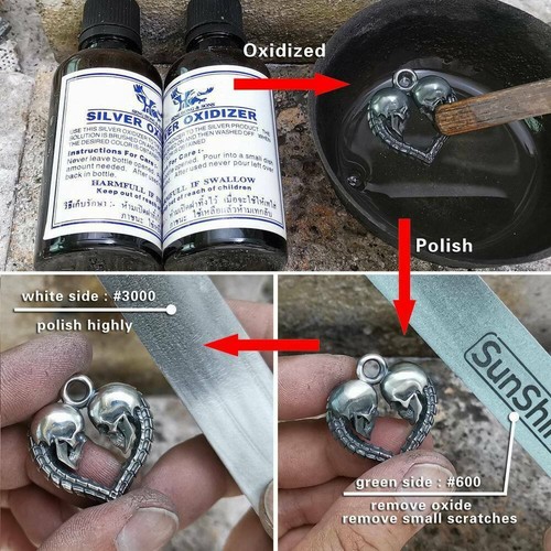 LINSION Pendants 925 Sterling Silver Double Skulls Heart Punk Jewelry TA168D JP - Picture 9 of 11