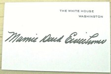 Pristine, First Lady Mamie Doud Eisenhower Signed White House Card, Near Mint
