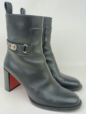 Christian Louboutin Women's Black Leather Lock Booties Size 37