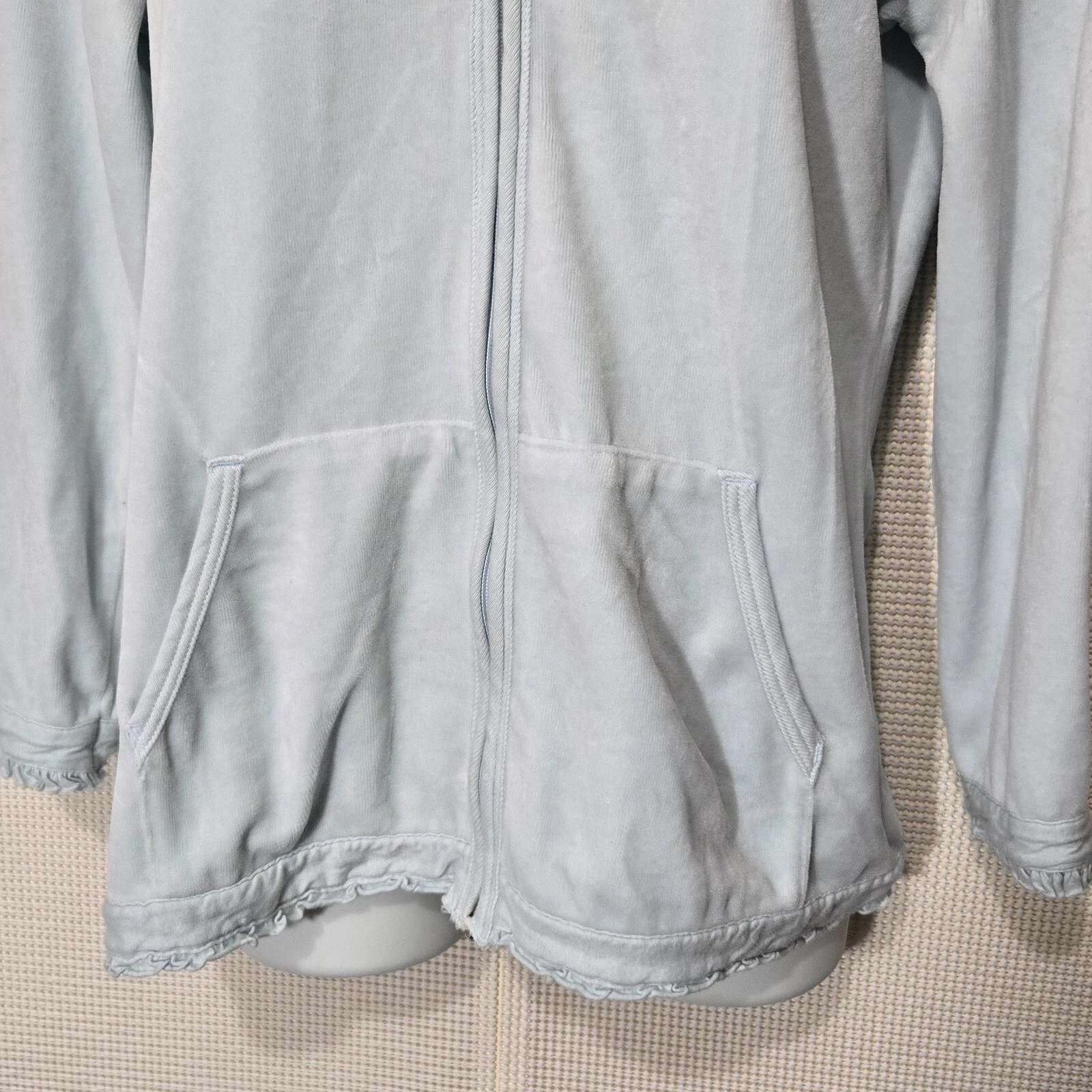 UNDERCOVER Felpa con cappuccio Victorias Secret Angels donna media bambino blu bordi volant zip intera