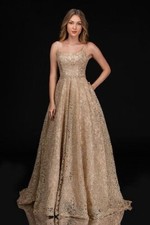 Nina Canacci 5141 Gold Stunning Pageant Gala Gown Dress sz 20 NWT SALE!