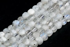4x4MM Rainbow Moonstone Faceted Cube Grade A Genuine Natural Loose Beads