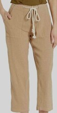 NWT New Fresh Produce Del Mar Capri Pants Cobblestone Brown Linen Blend M 79