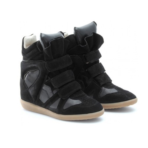 Isabel Marant Bekett ante y lona Cuña Zapatillas Negro Gris Talla 5 | eBay