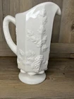 Vintage Westmoreland Style Milk Glass 9 1/8" Pitcher, Paneled Grape Pattern