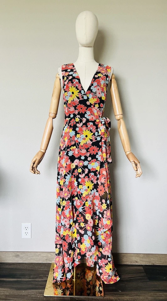 ModCloth Bali Breeze Floral Maxi Dress Size M Colorful Sleeveless Chiffon - Image 2 of 4