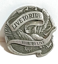 HARLEY DAVIDSON- "Live to Ride Ride to Live" 1978 Brass Belt Buckle Pre-Owned