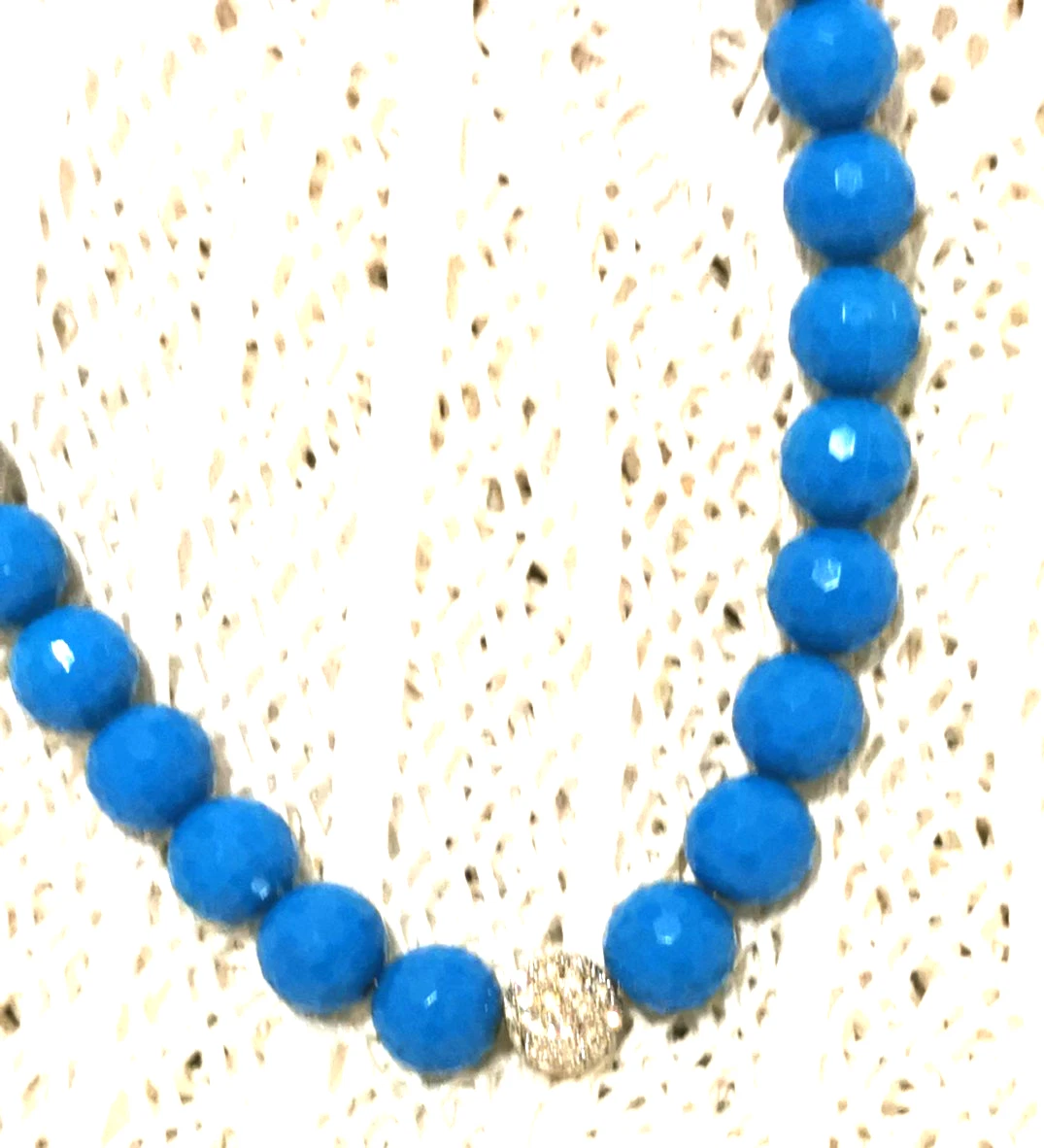 VINTAGE NECKLACE KINGFISHER TURQUOISE FACETED BEADS PAVE SET PENDANT - MERMAID image 3