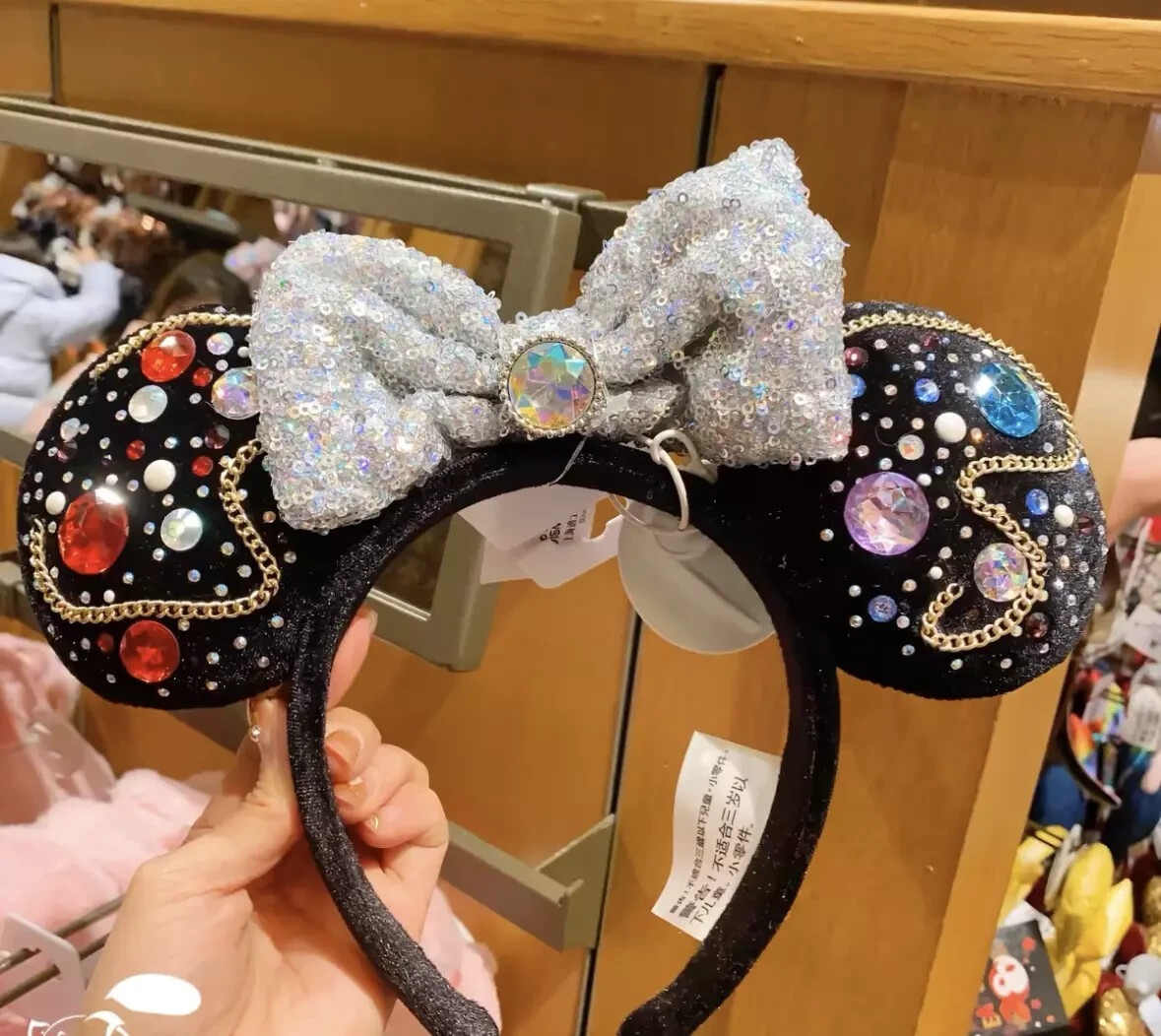 NWT Disneyland Disney Parks Minnie Mouse Silver Ears Headband s-l400.jpg main image 3