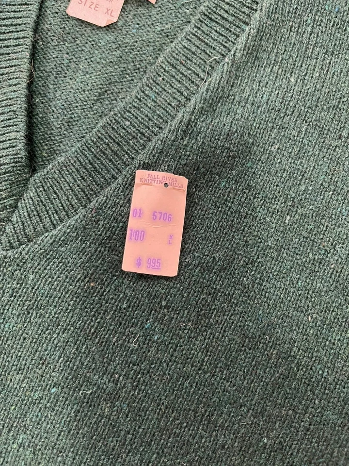 Chaleco Fall River Knitting Mills, Lana Shetland De Colección, Verde, XL - EE. UU. Foto 4 de 4