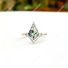 Anillo de compromiso de plata de ley 925 con anillo de cometa anillo midi de cometa de ágata de musgo natural