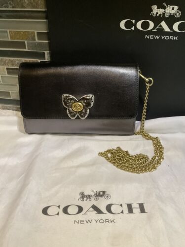 COACH Marlow Jeweled Turnlock Butterfly Leather ch