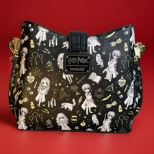 Loungefly Harry Potter Magical Elements Gold All Over Print Crossbody Wizarding