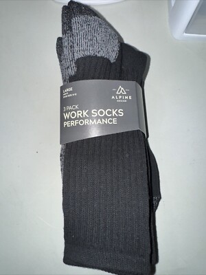 Alpine Design Men's Performance Work Socks - 3 Pack Size LG
