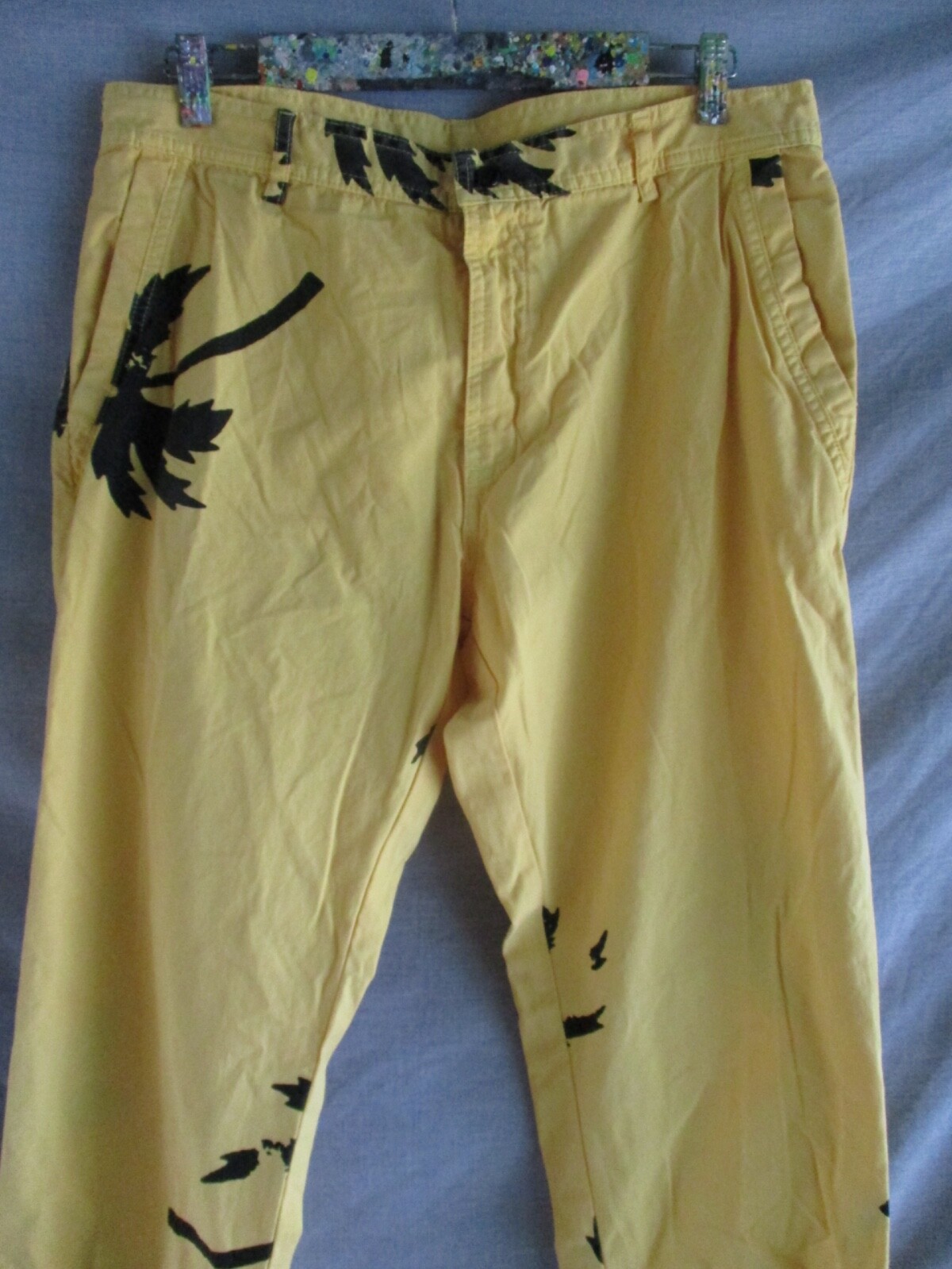 Warriors of Radness amarillo negro palmera caqui chino cónico joggers 34