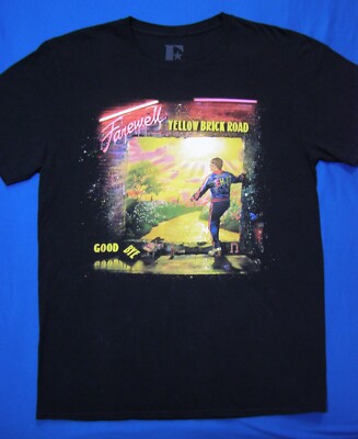 Elton John Farewell Yellow Brick Road Concert Tour T-Shirt Black Shirt Size L