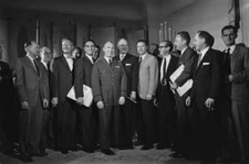 Red Skelton Among Unspecified Men One Wearing A Military Uniform A- Old Photo