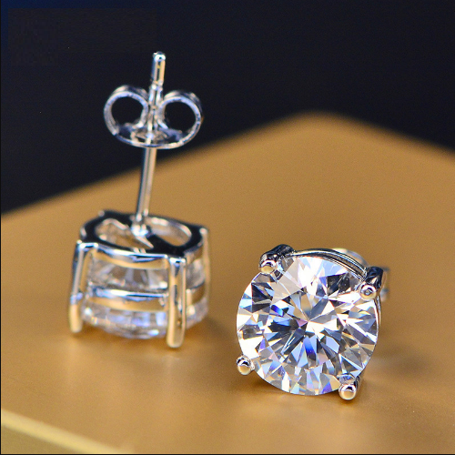 Boucles D'oreilles Diamant Simulé Princesse 1.50TCW - Argent 925 - Fait Main - Neuf Sans Emballage