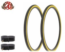 2 ALTA BICYCLE WIRE BEAD TIRE 26 x 1-3/8 BLACK GUM SLICK TOURING TREAD W/TUBES.
