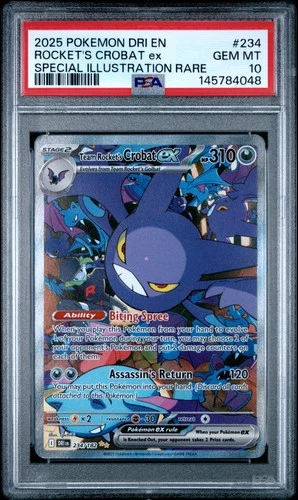 2025 POKEMON DRI EN-DESTINED RIVALS #234 TEAM ROCKET'S CROBAT EX PSA 10
