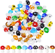 50Pcs Mushroom Glass Beads Charms Cute Mushroom Ornament Lampwork Beads Bulk for