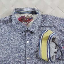 Robert Graham Floral Print Button Up Shirt Mens 2XL Multi Color Flip Cuff Preppy
